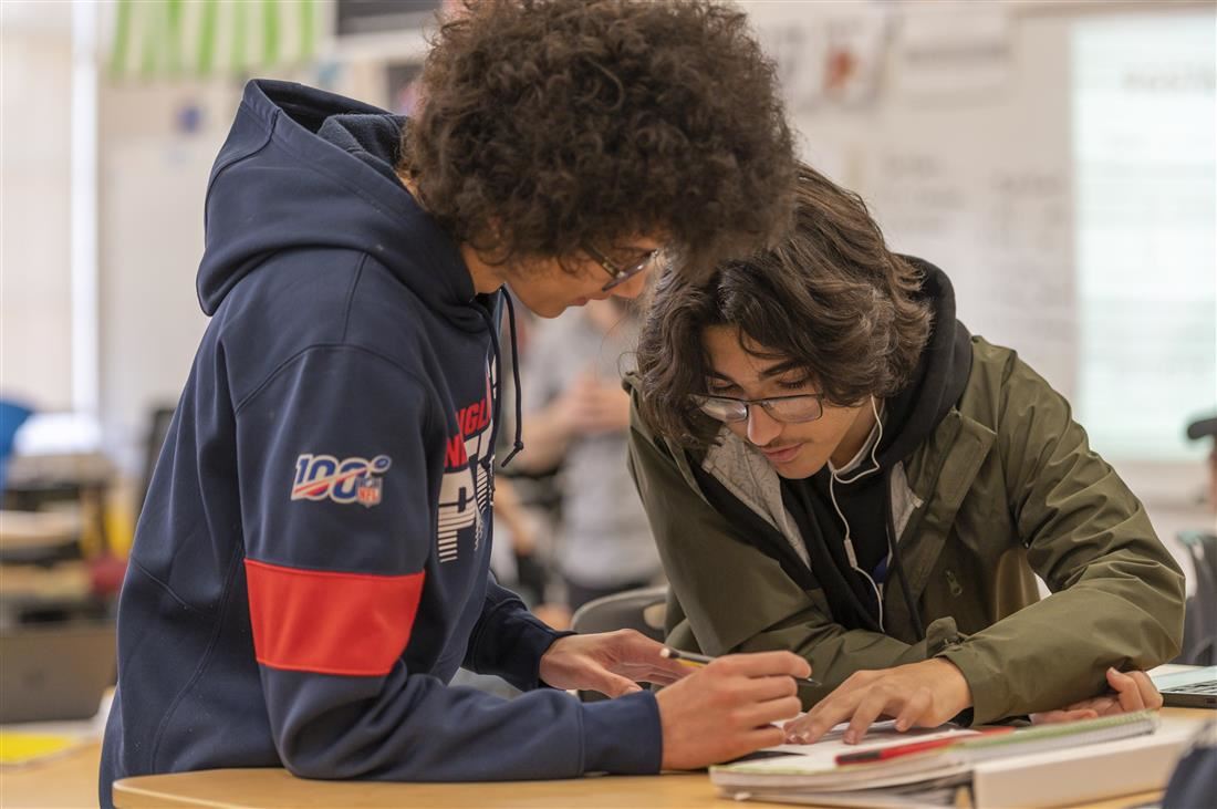 Students working on school project