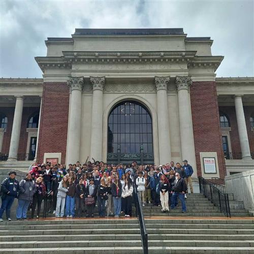 student group photo in front of OSU building