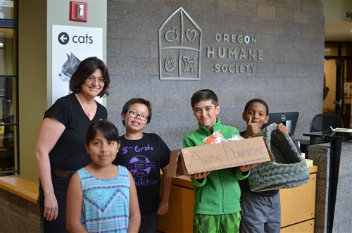 Students at Humane Society 