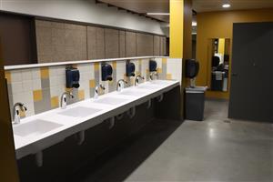Gender neutral bathrooms on the first floor