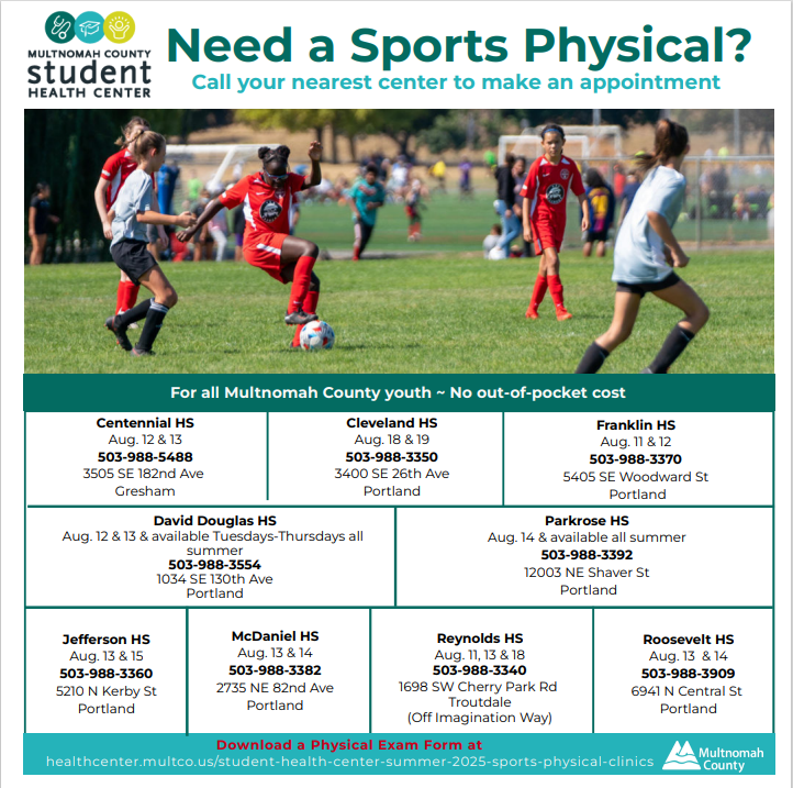 sports physicals franklin 503.988.3370