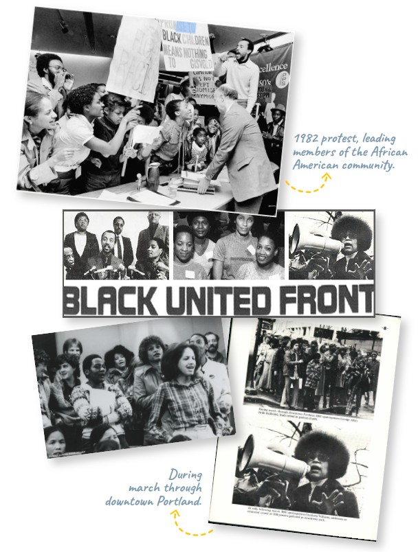 Photos of African American community members and activism