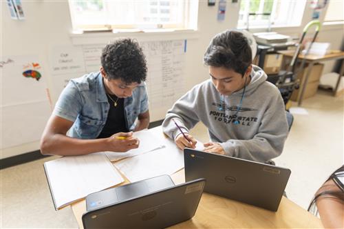 Students working on homework