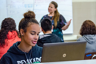 Student working on computer
