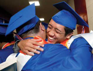 Graduation hug.